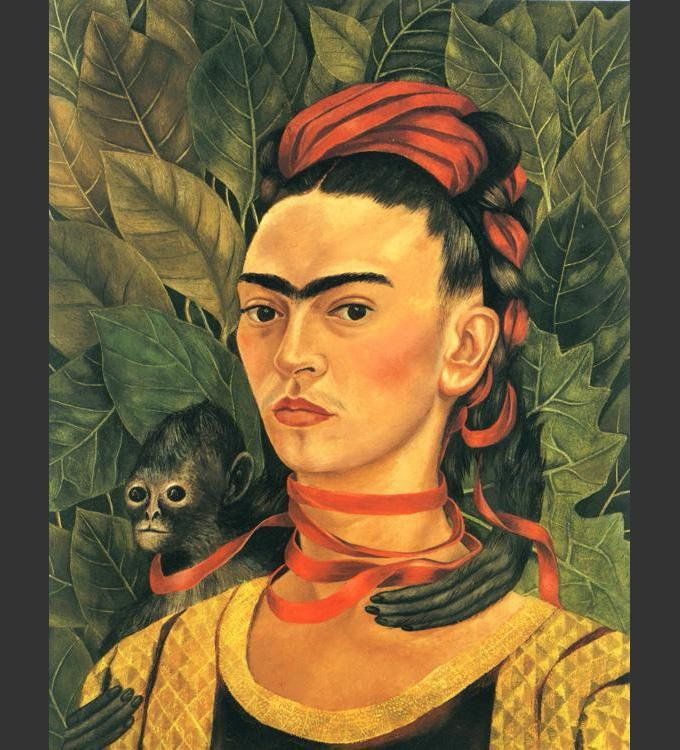 Frida Kahlo Self Portrait with Monkey